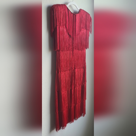 VINTAGE Lew Magram - Women's 80s Flapper Go-Go Tiered Party Medium - Picture 8 of 9